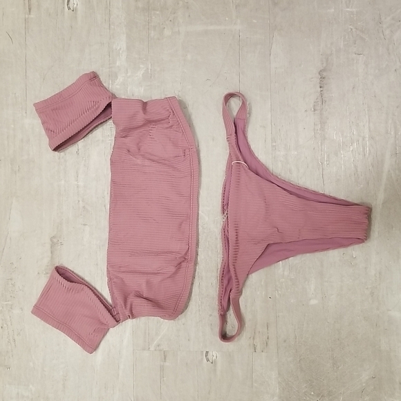 💕VITAMIN A💕 Rose Rib Bikini Set Havana Top + Carmen Bottom Dusty Rose 10 L NWT - Picture 12 of 16